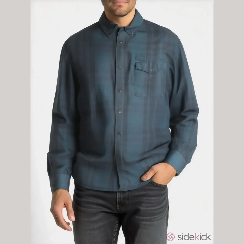 The North Face Mens Shirt Sz M Blue Burgundy Plaid Long Sleeve‎ Button Up